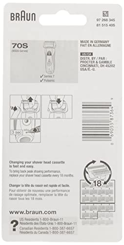 Braun Series 7 70S Electric Shaver Head Replacement, Compatible with Series 7 Shavers: 720cc, 730cc, 735s, 750cc, 760cc, 790cc, and 795cc