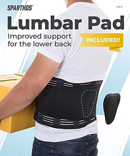 Sparthos Lumbar Support Belt - Immediate Relief from Back Pain, Sciatica, Herniated Disc - Breathable Brace With Lumbar Pad - Adjustable Lower Back Waist Brace - For Men & Women - (Plus Size, XXL)