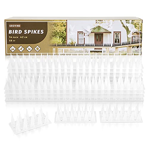 Grovind Birds Spikes Anti Climb Spikes Plastic Spikes to Defence Cat, Racoon and Small Animals Apply to Fences, Roof Keep Birds Away