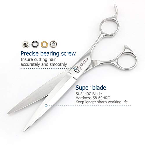 Barber Scissors 7" Professional Sliding Hair Scissors Willow Shape Sliding Hair Shears Professional Sliding Haircut Shears Razor Edge 440c Barber Shears KINSARO