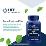 Life Extension Bone Restore Elite with Super Potent K2 - Clinically Studied Vitamin K2 & Calcium Promotes Healthy Bone Mineral Density, Bone-Friendly Formula - Non-GMO, Gluten-Free - 120 Capsules