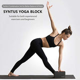 Syntus Yoga Block and Yoga Strap Set, 2 EVA Foam Soft Non-Slip Yoga Blocks 9×6×4 inches, 8FT Metal D-Ring Strap for Yoga, General Fitness, Pilates, Stretching and Toning, Black