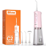 Bitvae Water Flosser Teeth Picks, Cordless Portable Oral Irrigator, Powerful and Rechargeable Water Flosser for Teeth, Brace Care, IPX7 Waterproof Water Dental Picks for Cleaning, Quartz Pink