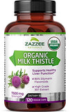 Zazzee USDA Organic Milk Thistle 30:1 Extract Capsules, 7500 mg Strength, 120 Vegan Capsules, 80% Silymarin Flavonoids, Potent 30:1, Certified Organic, Non-GMO, All-Natural, Made in The USA