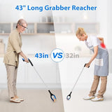 REWKCY 43" Grabber Reacher Tool, 2-Pack Non Folding Extra Long Reacher Grabber Pickup Tool with 360° Rotating Jaw & Magnets, Picker Upper Grabbers for Seniors Heavy Duty Professional