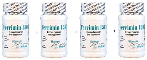 Dialyvite: Ferrimin 150 - Ferrous Fumarate Iron Supplement - 120 Tablets/Bottle (4 Pack)