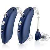 Hearing Aids, Enjoyee Hearing Aids for Seniors Rechargeable Hearing Amplifier with Noise Cancelling for Adults Hearing Loss, Digital Ear Hearing Assist Devices with Volume Control (Black) (Blue)