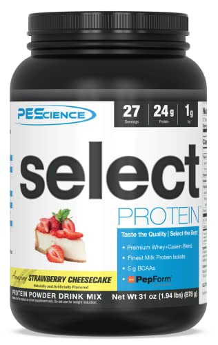 PEScience Select Low Carb Protein Powder, Strawberry Cheesecake, 27 Serving, Keto Friendly and Gluten Free