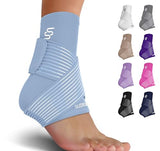 Sleeve Stars Ankle Brace for Plantar Fasciitis Relief, Ankle Wrap & Ankle Support for Women & Men w/ Ankle Strap for Sprained Ankle & Heel Protectors Sleeve, Heel Brace for Heel Pain (Single/Light Blue)