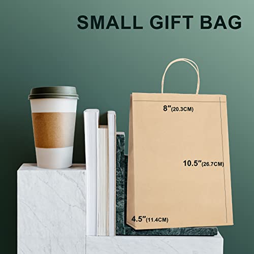 METRONIC Paper Gift Bags 8x4.75x10.5 100Pcs Brown Paper Bags with Handles Bulk, Kraft Paper Bags for Small Business, Birthday Wedding Party Favor Bags, Christmas Gift bags, Retail shopping Bags