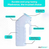 MedVance- Urinals for Men 1000ml with Glow in The Dark Spill Proof Pop Cap Lid, Plastic Pee Bottles for Men, Male Urinals, Pee Container Men, Portable Urinal for Car, Elderly & Incontinence (6 Pack)