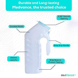 MedVance- Urinals for Men 1000ml with Glow in The Dark Spill Proof Pop Cap Lid, Plastic Pee Bottles for Men, Male Urinals, Pee Container Men, Portable Urinal for Car, Elderly & Incontinence (8 Pack)