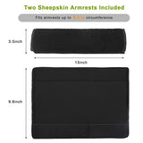 Wheelchair Armrest Pads, AHIER 2PCS Sheepskin Fleece Wheelchair Armrest Covers, Non Slip Arm Rest Cover Cushion pad for Wheelchairs