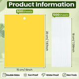 500 Pcs Double Sided Sticky Traps for Flying Plant Insect Like White Flies Aphids 6 x 8 Inch Sticky Gnat Traps Killer Fruit Fly Traps for Indoor Outdoor Including Twist Ties, Yellow
