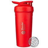 BlenderBottle Strada Shaker Cup Insulated Stainless Steel Water Bottle with Wire Whisk, 24-Ounce, Red