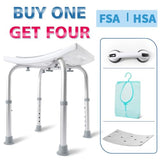 Dualeco FSA/HSA Eligible Shower Chair for Inside Shower, Shower Stool with Free Assist Grab Bar/Toiletry Bag, Tool-Free Assembly Shower Seat for Bathtub, Shower Bath Chairs for Seniors/Disabled