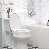 Ccbello toilet seat risers for seniors, Slow Close, Elevated toilet seat, Heavy Duty, Never Loosen, Raised toilet seat elongated bowl, White(18.5”)