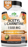 Acetyl L-Carnitine 1,500 mg High Potency Supports Natural Energy Production, Sports Nutrition, Supports Memory/Focus - 100 Veggie Capsules