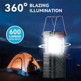 LETMY 4 Pack Camping Lantern, Rechargeable LED Lanterns, Solar Lantern Battery Powered Hurricane Lantern Flashlights with 3 Powered Ways & USB Cable for Emergency, Power Outage, Hurricane Supplies