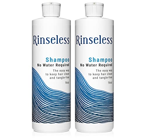 RINSELESS Waterless Shampoo | Refreshing Rinse Free Shampoo Hair Cleanser with Soothing Aloe Scent | For Elderly, Hospital, Surgery, Bedridden Patients & Camping. 16 Oz (Pack of 2)