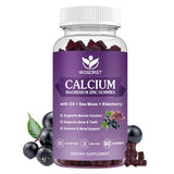 Calcium Magnesium Zinc Gummies with Vitamin D3 - High Absorption Complex Calcium Supplement with Sea Moss, Elderberry for Bone, Muscles, Immune, Mood & Sleep Support, Vegan - 60 Gummies