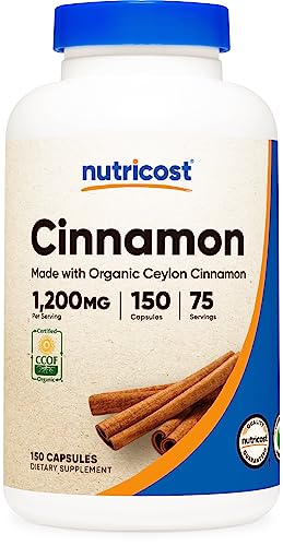 Nutricost Organic Cinnamon (Ceylon Cinnamon) 1,200mg Serving, 150 Capsules - Gluten Free, Non-GMO