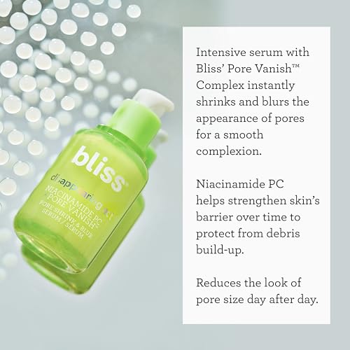 Bliss Disappearing Act - Niacinamide PC Serum + Pore Vanish™ Complex - 1 Fl Oz - Shrinks & Blurs Pores - Clean - Vegan & Cruelty Free