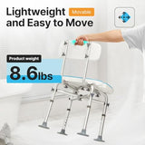HEAO Heavy Duty Shower Chair with Back 500lb, Padded Bath Chair Seat with Extra Replacement Tips, Anti-Slip Tool-Free Shower Bench Bathtub Stool for Elderly, Senior, Handicap