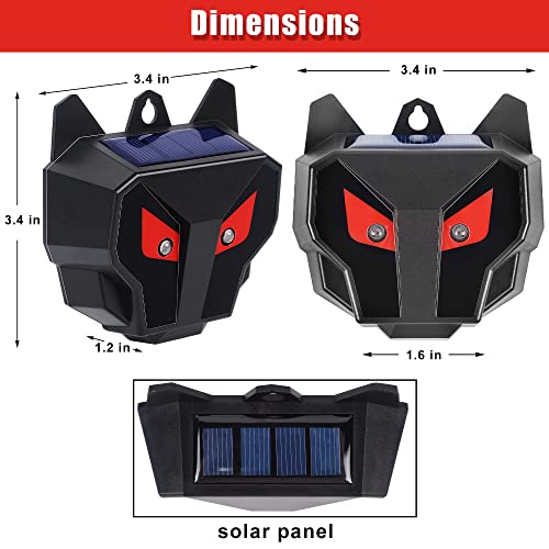 Phosooy Solar Animal Repellent, Set of 4 Predator Eyes Animal Deterrent Sentinels with Red LED Blinking Lights Drive Away Raccoon, Deer, Skunk, Cat, Coyote from Yard Farm and Chicken Coops