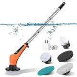 hygger IPX8 Electric Aquarium Cleaning Brushes, Rechargeable Cleaner Tools Kit with 6 Replaceable Clean Spin Brush Heads Cordless Use 2 Speeds Adjustable Handle for Dog House Outdoor/Cat Litter Boxes