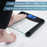 Vitafit Digital Body Weight Bathroom Scale, Focusing on High Precision Technology for Weighing Over 20 Years, Extra Large Blue Backlit LCD and Step-On, Batteries Included, 400lb/180kg, Superb Black