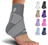 Sleeve Stars Ankle Brace for Plantar Fasciitis Relief, Ankle Wrap & Ankle Support for Women & Men w/Ankle Strap for Sprained Ankle & Heel Protectors Sleeve, Heel Brace for Heel Pain (Single/Gray)