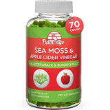 Sea Moss Gummies with Apple Cider Vinegar, Bladderwrack, and Burdock Root Organic- Sea Moss Gummies for Adults and Kids- Vegan, Organic, Irish Seamoss for Detox Cleanse, Seamoss and ACV – 70 Ct