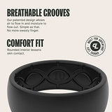 Groove Life Solid Black/Black Ring - Breathable Silicone Wedding Rings for Men, Lifetime Coverage, Unique Design, Comfort Fit Ring - Size 11