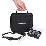 YOCTOSUN Magnifying Glasses with 2 LED Lights,4 Detachable Lenses, Storage Case, Head Strap, Hands Free Headband Magnifier for Close Work, Jewelry, Hobby,Crafts