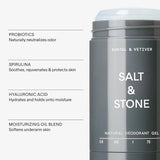 SALT & STONE Sensitive Skin Natural Deodorant - Santal & Vetiver | Natural Deodorant for Women & Men | Aluminum Free & Baking Soda Free For Sensitive Skin | Free From Parabens, Sulfates & Phthalates (2.6 oz)