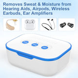 Hearing Aid Dryer, Dehumidifier Accessory | UV-C Ultraviolet Light Box Kit | Removes Sweat & Moisture from Hearing Aids, Airpods, Wireless Earbuds, Ear Amplifiers