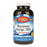 Carlson - Maximum Omega 2000, 2000 mg Omega-3 Fatty Acids Including EPA and DHA, Wild-Caught, Norwegian Fish Oil Supplement, Sustainably Sourced Fish Oil Capsules, Lemon, 180 Softgels