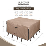 ULTCOVER Square Patio Heavy Duty Table Cover - 600D Tough Canvas Waterproof Outdoor Dining Table and Chairs General Purpose Furniture Cover Size 74 inch