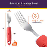 Special Supplies Adaptive Utensils (5-Piece Kitchen Set) Wide, Non-Weighted, Non-Slip Handles for Hand Tremors, Arthritis, Parkinson’s or Elderly Use (Red)
