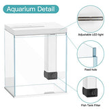 Pronetcus Betta Fish Tank, 2 Gallon Glass Aquarium Starter Kit, Small Fish Tank with Filter and Light.(White)