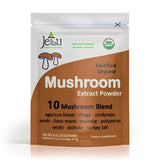 Jetsu Organic Mushroom 10 Blend Extract Powder - Everyday Dose Mushroom Supplement, Agaricus, Chaga, Cordyceps, Enoki, Lions Mane, Maitake, Polyporus, Reishi, Shiitake, Turkey Tail Mushrooms