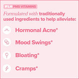 FLO PMS Gummies for Women - Proactive PMS Relief - Targets Hormonal Acne, Bloating, Cramps, & Mood Swings with Chasteberry, Vitamin B6, & Lemon Balm - PMS Gummies (Pack of 2)