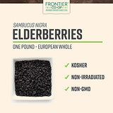 Frontier Co-op Dried Elderberries, European Whole | Kosher & Non-GMO | For Making Tea, Syrup, Gummies | 1 Pound Bulk Bag | Sambucus nigra L.