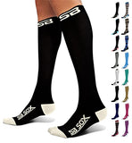 SB SOX Compression Socks (20-30mmHg) for Men & Women – Best Compression Socks for All Day Wear, Better Blood Flow, Swelling! (X-Large, Black/Beige)