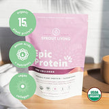 Sprout Living Epic Protein, Plant Based Protein & Superfoods Powder, Pro Collagen, Berry | 15 Grams Organic Protein Powder, Vegan, Non Dairy, Non-GMO, Gluten Free, Low Sugar (0.7 Pound, 12 Servings)