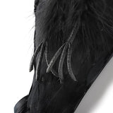 Noamus 17 Inches Realistic Hanging Dead Crow, Lifesize Extra Large Black Feathered Crow, Fake Decoy Raven for Garden Halloween Decorations Birds, Artificial Handmade, Model, Party Props