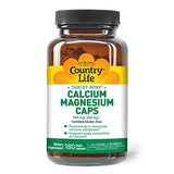 Country Life Target-Mins Calcium Magnesium Caps, 500mg: 250mg, 180 Vegan Capsules, Certified Gluten Free, Certified Vegan