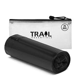 TRAIL ESSENTIALS Toilet Liners; Hygienic, Leak-Proof, Odor Free, Compatible with Camping Commodes and Portable Toilets, Black Opaque Color - Roll of 25 Liners in Convenient Carry Case