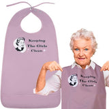 Funny Adult Bibs for Women & Men. Washable Reusable Clothing Protectors for Adults. Waterproof Backing + Built-In Crumb Catcher